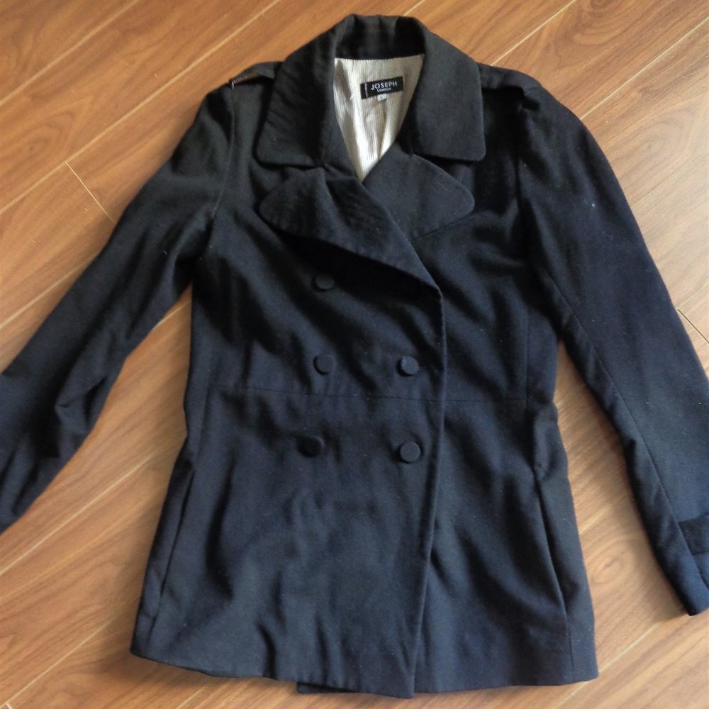 NWOT! Joseph London black pea coat wool cashmere